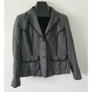Oui Moments Womens 10 Olive Green Flap Pockets Button Front Jacket Lightweight